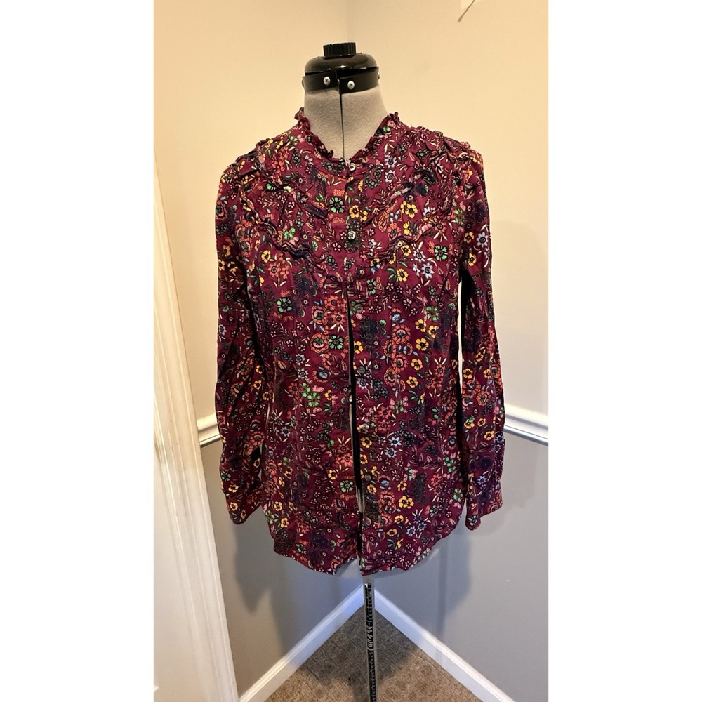 TALBOTS Shirred Neck Floral Top Women's Size S Blossom Party‎ - Picture 2 of 6